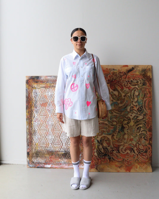 1. Tāwharau Collection Vol. V _ Aroha SHIRT - White stripe #178