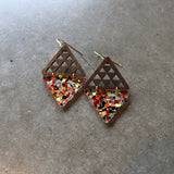 Earrings Multi Glitter and Wood, Niho Taimana II