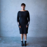 Long-Sleeved Dress, Black - Matariki