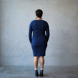 Long Sleeve Dress, Navy - Matariki