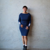 Long Sleeve Dress, Navy - Matariki