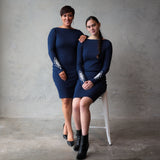 Long Sleeve Dress, Navy - Matariki