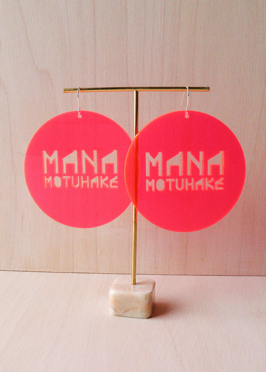 Earrings STATEMENT Neon Pink, Mana Motuhake III