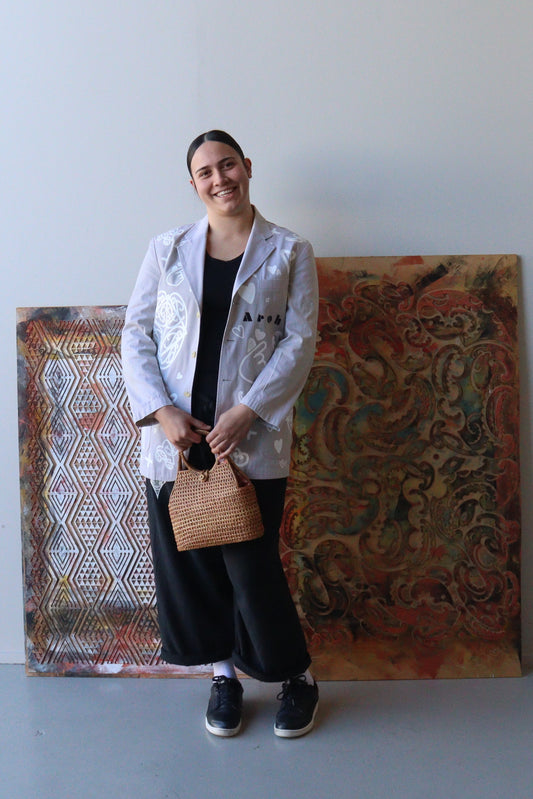 1. Tāwharau Collection vIII _ Aroha BLAZER - Cream #149