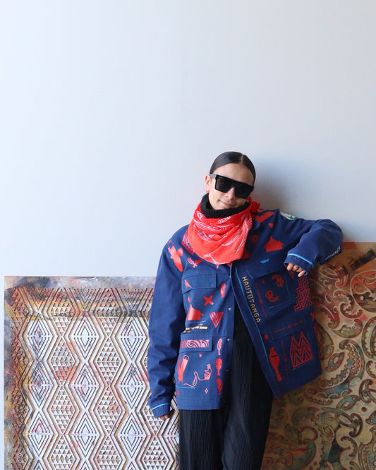 1. Tāwharau Collection vIII _ Hautūtanga JACKET - Blue #121