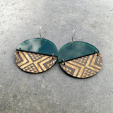 Earrings Green, Split Tāniko Split II
