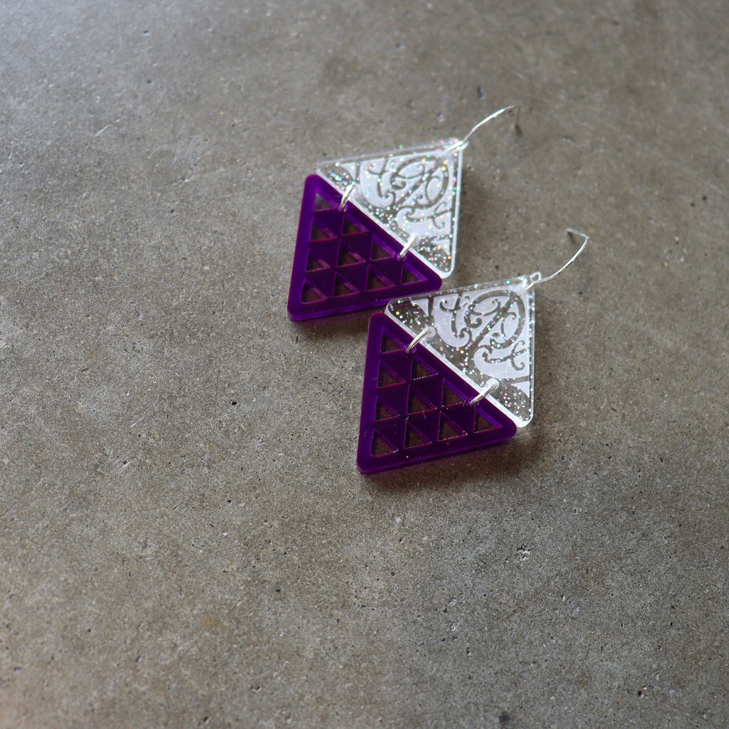 Earrings Purple and White Glitter, Niho Taimana II