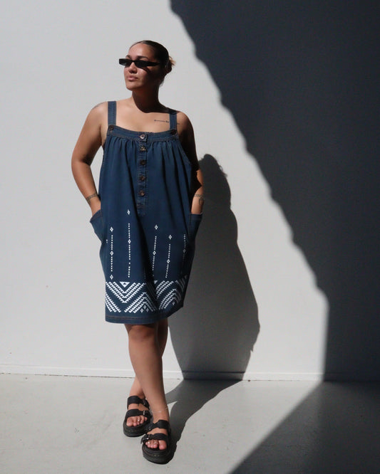 1. Tāwharau Collection Vol. VI_ Tāniko DRESS - Denim #208