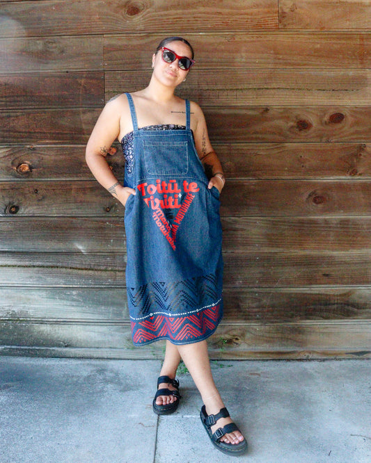 1. Tāwharau Collection Vol. VI_ Mana Motuhake DRESS - Denim #214