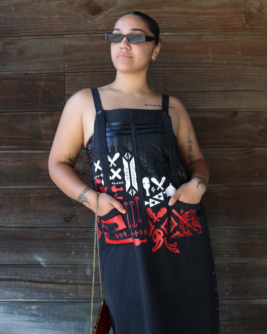 1. Tāwharau Collection Vol. VI_ Mana Motuhake DRESS - Black Denim #216