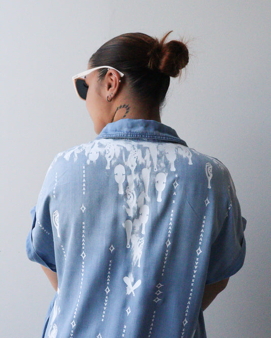 1. Tāwharau Collection Vol. VI_ Mana Motuhake DRESS - Denim #219