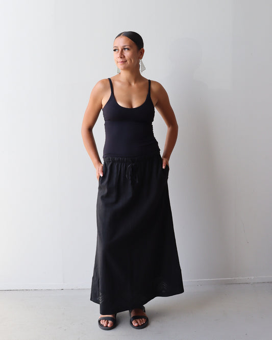Panekoti (skirt) LONG, Black - Tāniko