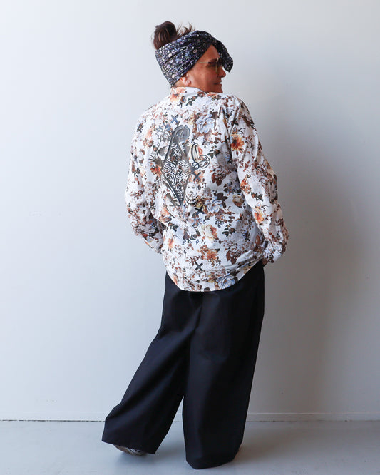 1. Tāwharau Collection Vol. VII_ Te Ao Marama SHIRT - Brown Floral #245