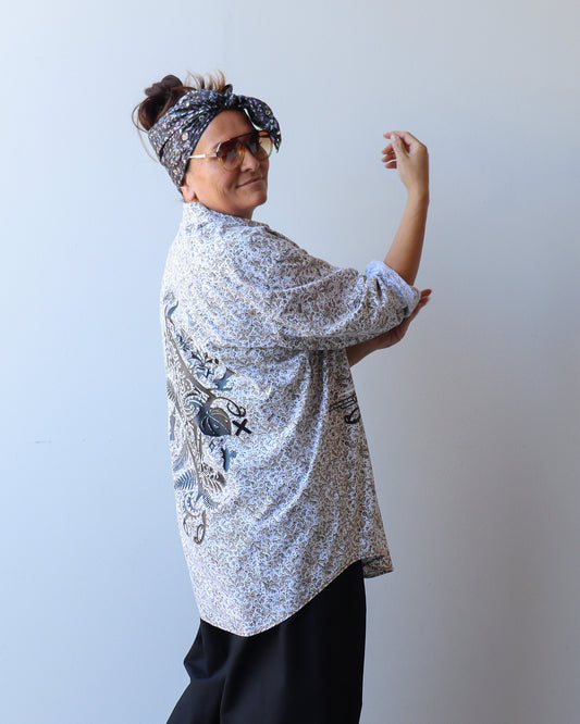 1. Tāwharau Collection Vol. VII_ Te Ao Marama SHIRT - Brown Floral #246