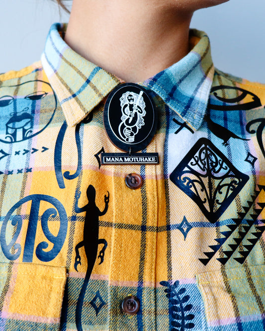 1. Tāwharau Collection Vol. II_ Ko Au Tēnei SHIRT - Yellow & Blue Plaid #296