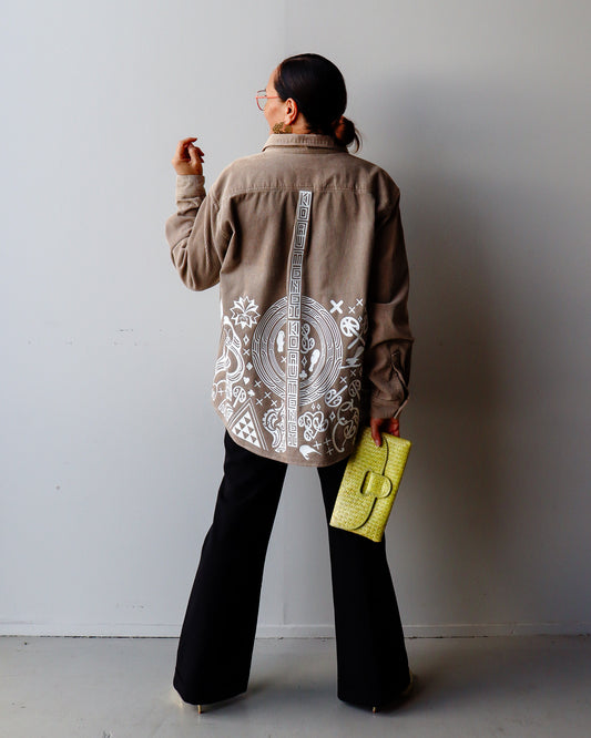 1. Tāwharau Collection Vol. II_ Ko Au Tēnei SHIRT - Brown Corduroy #273