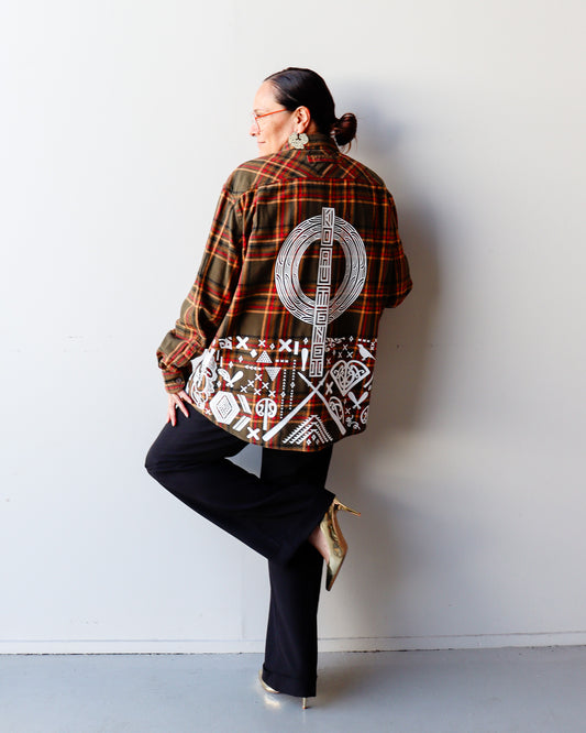 1. Tāwharau Collection Vol. II_ Ko Au Tēnei SHIRT - Khaki & Yellow Plaid #297