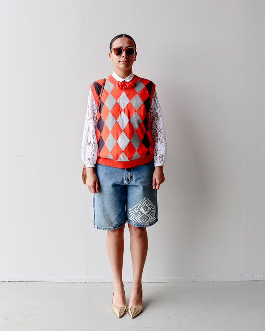 1. TC Vol. IV_ Locked in KNIT VEST - Grey & orange #417