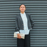 Crop Cardigan, grey - Ngutu Kākā