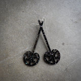 Earrings STATEMENT, Black Glitter - Mangopare