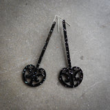 Earrings STATEMENT, Black Glitter - Mangopare