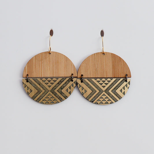 Earrings Bamboo Gold, Split Tāniko I