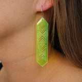 Earrings NEON Yellow, Tāniko