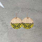 Earrings Bamboo Yellow, Split Tāniko I