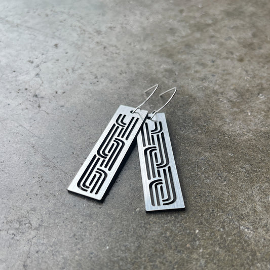 Earrings Silver, Whakarare rectangle