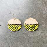 Earrings Bamboo Yellow, Split Tāniko I