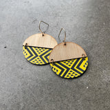 Earrings Bamboo Yellow, Split Tāniko I