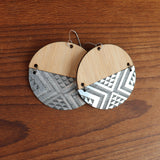 Earrings Bamboo Silver, Split Tāniko I